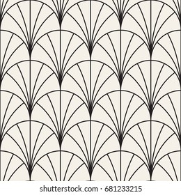 Vector Seamless Rounded Lines Pattern. Abstract Geometric Background Design. Circular Geometric Tiling Stylish Lattice