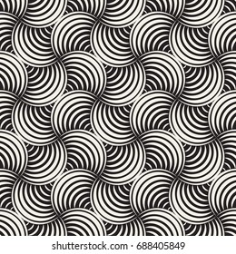 Vector Seamless Rounded Lines Pattern. Abstract Geometric Background Design. Circular Geometric Tiling Stylish Lattice