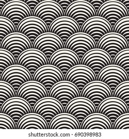 Vector Seamless Rounded Lines Pattern. Abstract Geometric Background Design. Circular Geometric Tiling Stylish Lattice
