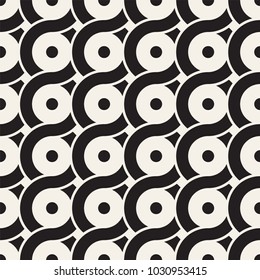 Vector seamless rounded lines texture. Modern geometric circular shape background. Monochrome repeating pattern.