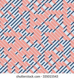 Vector Seamless Rounded Parallel Lines Pattern in Pink and Blue Abstract Background