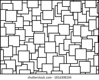 vector seamless rounded rectangle pattern. endless texture black and white. abstract geometric ornament background.