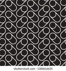 Vector seamless rounded shapes pattern. Modern stylish abstract texture. Repeating geometric monochrome linear design.