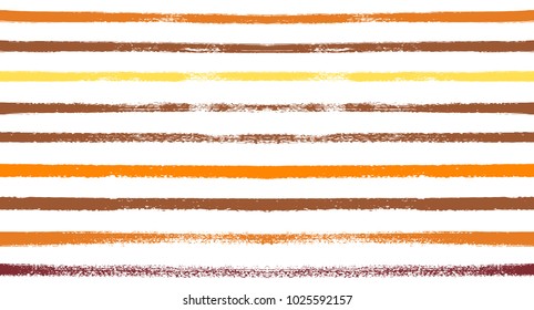 Vector Seamless Sailor Stripes Summer Pattern. Red, Orange, Yellow White Autumn Colors. Trendy Hipster Graffiti Lines. Watercolor Stripes Textile Retro Design. Vintage Fabric Painted Prints Background