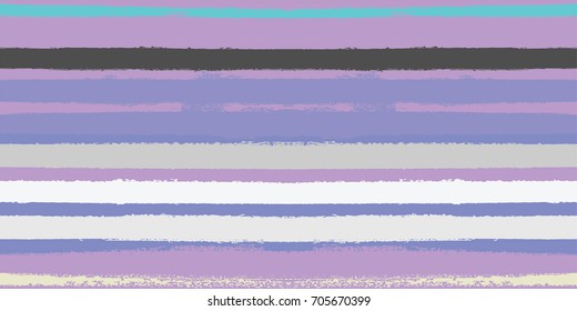 Vector Seamless Sailor Stripes Summer Pattern. Trendy Striped Banner or Cover. Hand Painted Lines Watercolor Background. Torn Fabric Textile T-Shirt Modern Funky Design. Paint Brush Drawn Retro Print.