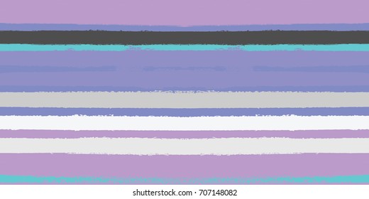 Vector Seamless Sailor Stripes Summer Pattern. Trendy Striped Banner or Cover. Hand Painted Lines Watercolor Background. Torn Fabric Textile T-Shirt Modern Funky Design. Paint Brush Drawn Retro Print.