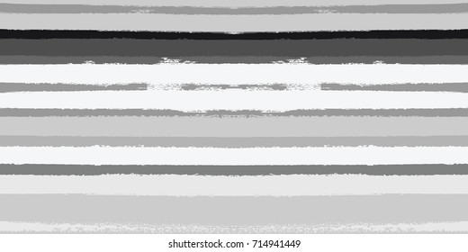 Vector Seamless Sailor Stripes Summer Pattern. Trendy Striped Banner or Cover. Hand Painted Lines Watercolor Background. Torn Fabric Textile T-Shirt Modern Funky Design. Paint Brush Drawn Retro Print.