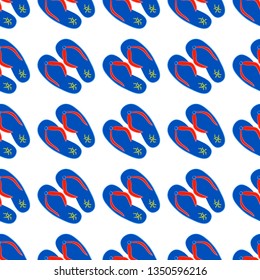 Vector Seamless of Sandals Isolated on White Background. Summer Pattern of Vacations or Holidays. Illustration of Flip Flops. Pattern Usable for Print, Packaging, Wrapping, Covering, Textile or Fabric
