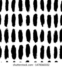 Vector seamless scandinavian ink brush pattern. Smooth black brush strokes on white. Minimalistic hand-drawn background, ideal for textiles, wallpaper, fabric, wrapping paper, etc.