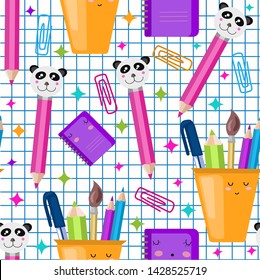 Vector seamless school pattern. Kawaii, children,baby illustration. back to school concept