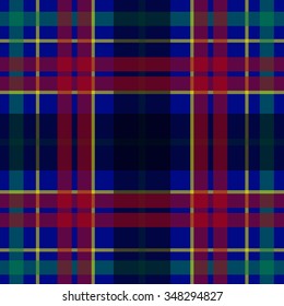 Vector seamless scottish tartan pattern in blue, red, green, yellow and black. British or irish celtic design for textile, clothes, fabric or for wrapping, backgrounds, wallpaper