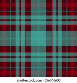 Vector seamless scottish tartan pattern in red, turquoise, black. British or irish celtic design for textile, clothes, fabric or for wrapping, backgrounds, wallpaper