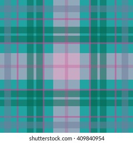 Vector seamless scottish tartan pattern in blue turquoise, green, pink. British or irish celtic baby design for textile, fabric or for wrapping, backgrounds, wallpaper, websites