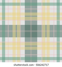 Vector seamless scottish tartan pattern in tender pink, yellow, green. British or irish celtic baby design for textile, fabric or for wrapping, backgrounds, wallpaper, websites