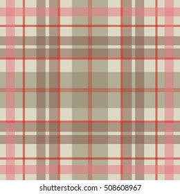 Vector seamless scottish tartan pattern in red, beige, white, brown. British or irish celtic baby design for textile, fabric or for wrapping, backgrounds, wallpaper, websites