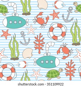 vector seamless sea pattern