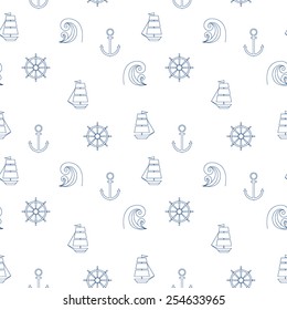 Vector seamless sea pattern. Marine theme