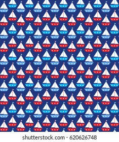 Vector seamless sea pattern in ships