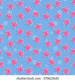 Vector Seamless sea pattern with starfish. Pattern for children.