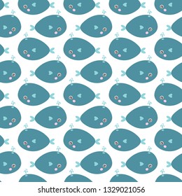 vector seamless sea pattern witn cute whales
