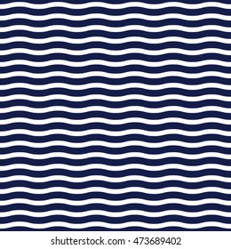 Vector seamless sea waves on a dark  blue background, suitable for printing on various surfaces and fabrics production.