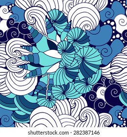 vector seamless seashell pattern. sea design
