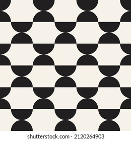 Vector seamless semicircular shapes pattern. Repeating geometric rounded elements. Stylish monochrome background design.