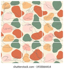 Vector seamless set of abstract trendy templates for social media post with colorful hand draw abstract elements, doodles. Background will continue indefinitely. For personal and business accounts.