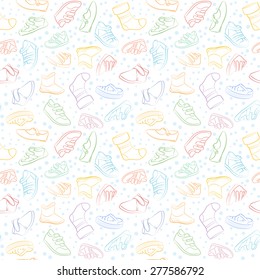 Vector seamless set of color baby shoes