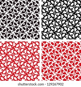 vector seamless set of  traditional floral pattern background