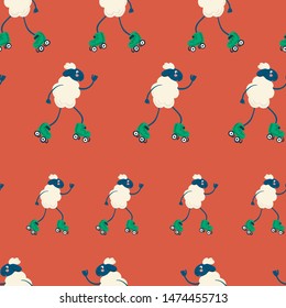 Vector seamless sheep color bright pattern. Animal funny illustration