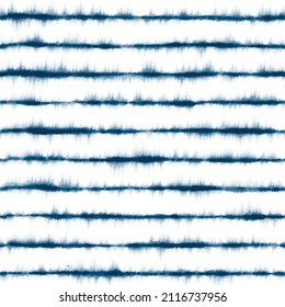 Vector Seamless Shibori Watercolor Indigo Tie Dye Fabric Pattern Texture Blue White Stripe - Shutterstock ID 2116737956