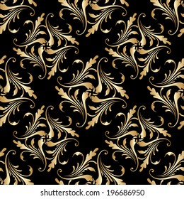 Vector seamless shining background with vintage floral pattern.