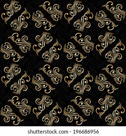 Vector seamless shining background with vintage floral pattern.
