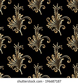 Vector seamless shining background with vintage floral pattern.