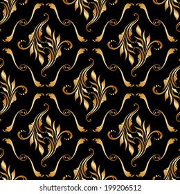 Vector seamless shining background with vintage floral pattern.