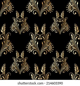 Vector seamless shining background with vintage floral pattern.