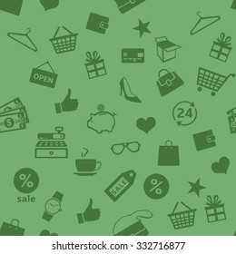 Vector Seamless Shopping Pattern Background