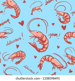 Vector Seamless Shrimp Pattern