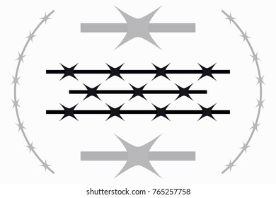 Vector Seamless Silhouette of Barbed Wire. Types and Different Variants
