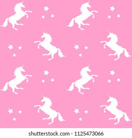 vector seamless silhouette unicorn pattern on pastel pink background