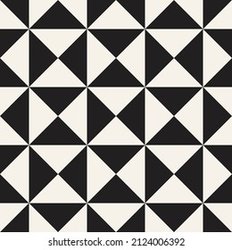 Vector seamless simple checkered pattern. Repeating geometric triangle elements tiling. Stylish monochrome background design.