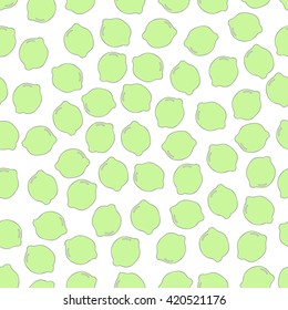 Vector seamless simple cute pattern of limes on a white background. Fabric textile print