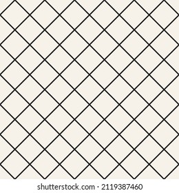 Vector seamless simple grid pattern. Repeating geometric diagonal lines elements. Stylish monochrome background design.