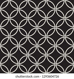Vector seamless simple lattice pattern. Modern stylish abstract texture. Repeating geometric circles and petal shapes.