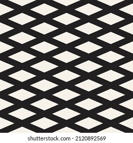 Vector seamless simple lattice pattern. Repeating geometric rhombus elements. Stylish monochrome background design.