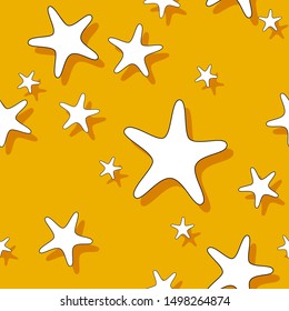 Vector seamless simple pattern with cute stars of different size. 