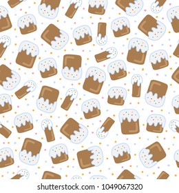 Vector seamless simple pattern with  easter cake. Orthodox  Easter holiday colorful background for printing on fabric, paper for scrapbooking, gift wrap and wallpapers.