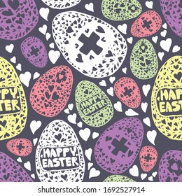 Vector seamless simple pattern with easter eggs. Easter holiday background for printing on fabric, paper for scrapbooking, gift wrap and wallpapers.