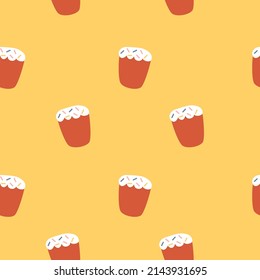 Vector seamless simple pattern with easter cake. Orthodox Easter holiday colorful background for printing on fabric, paper for scrapbooking.